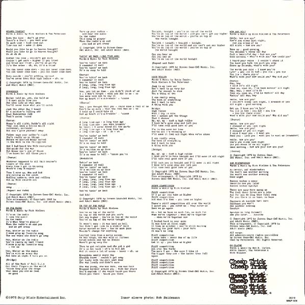 LP Inner Sleeve - other side, Cheap Trick - Heaven Tonight (+2)